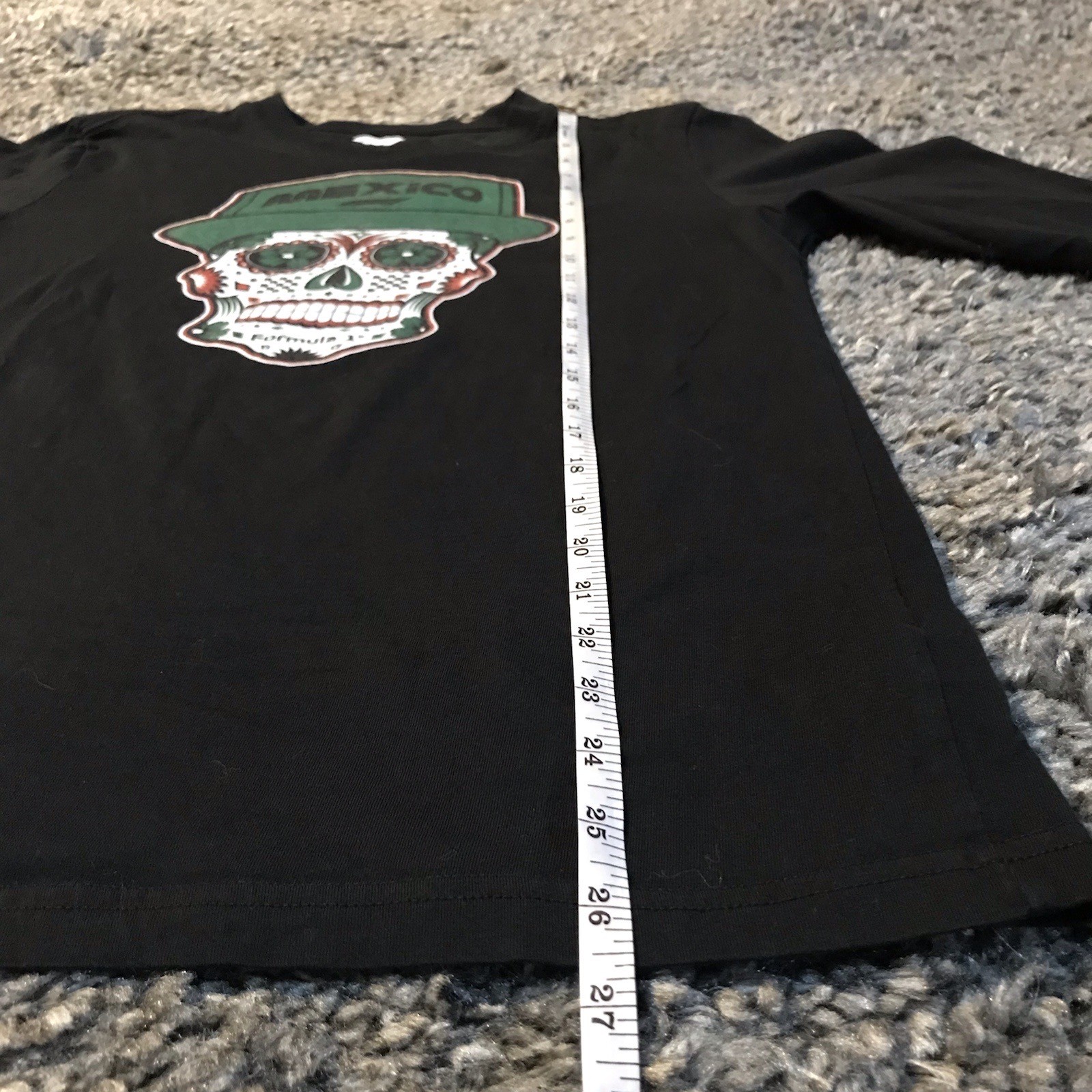 Formula 1 Shirt Mens Med Black Long Sleeve Mexico Skull Dia De Los Muertos F1
