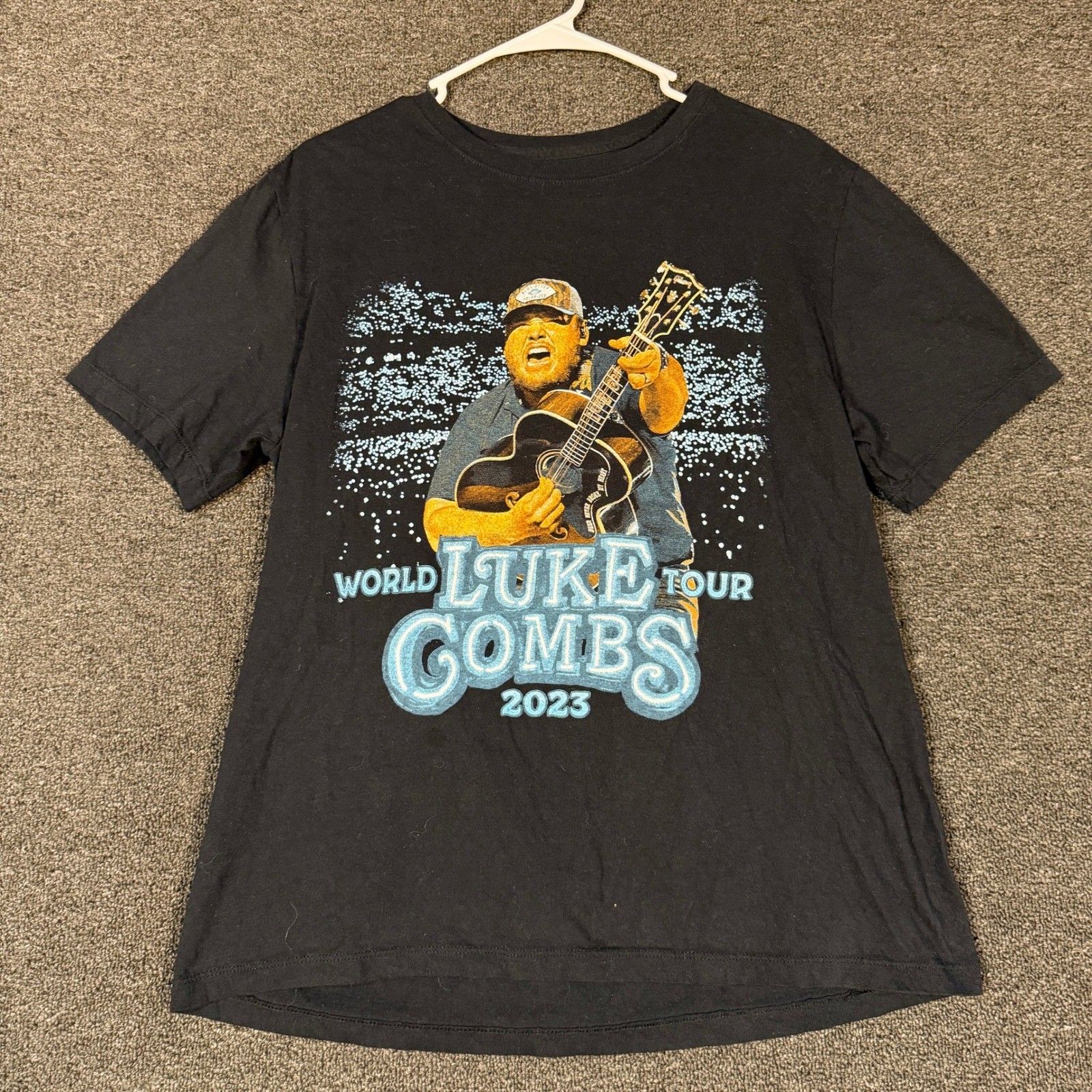 Luke Combs World Tour 2023 Concert T-Shirt Black Graphic Tee Mens Large