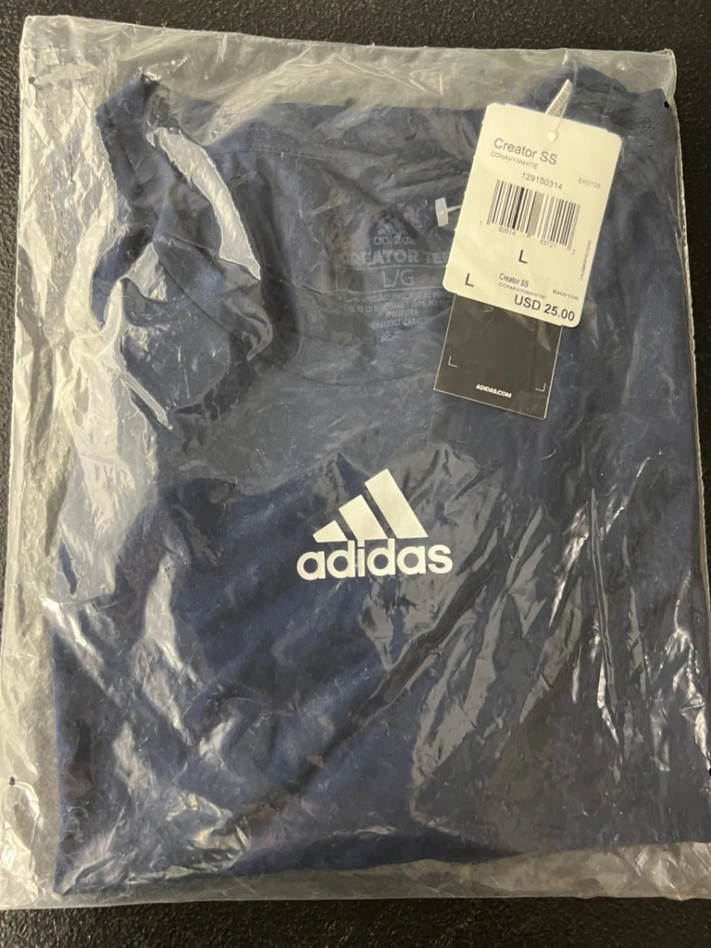Adidas Creator SS T-Shirt Large Navy Blue White Athletic Sportswear Apparel