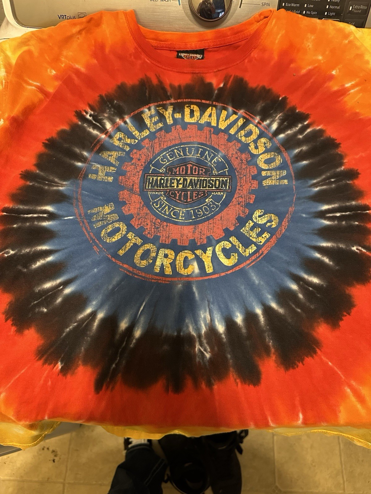 Harley Davidson T-Shirt Tie Dye Rainbow Swirl Dallas, Tx Double Sided XL