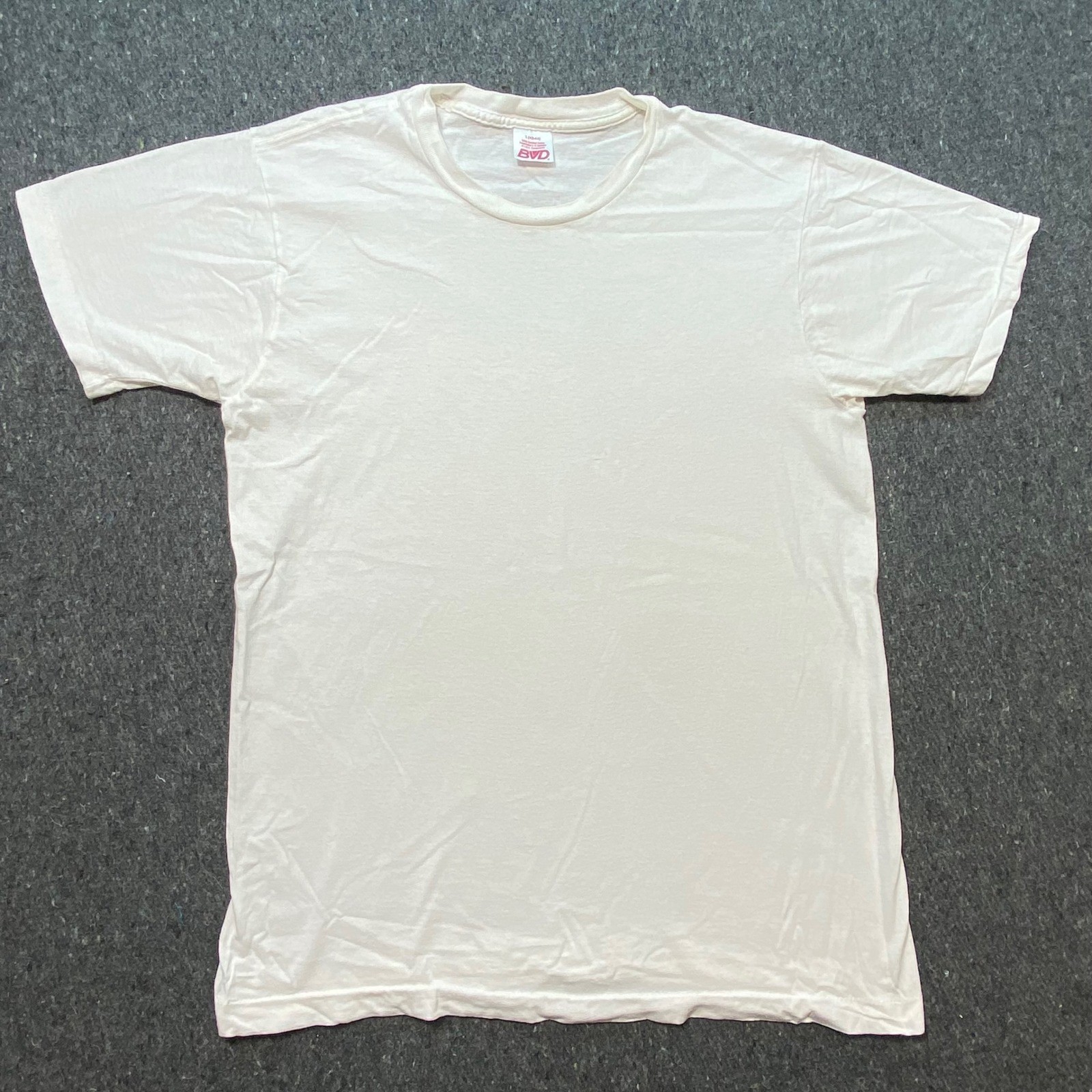 BVD T Shirt L 42-44 Mens White Skater Single Stitch Combed Cotton Blank Tee
