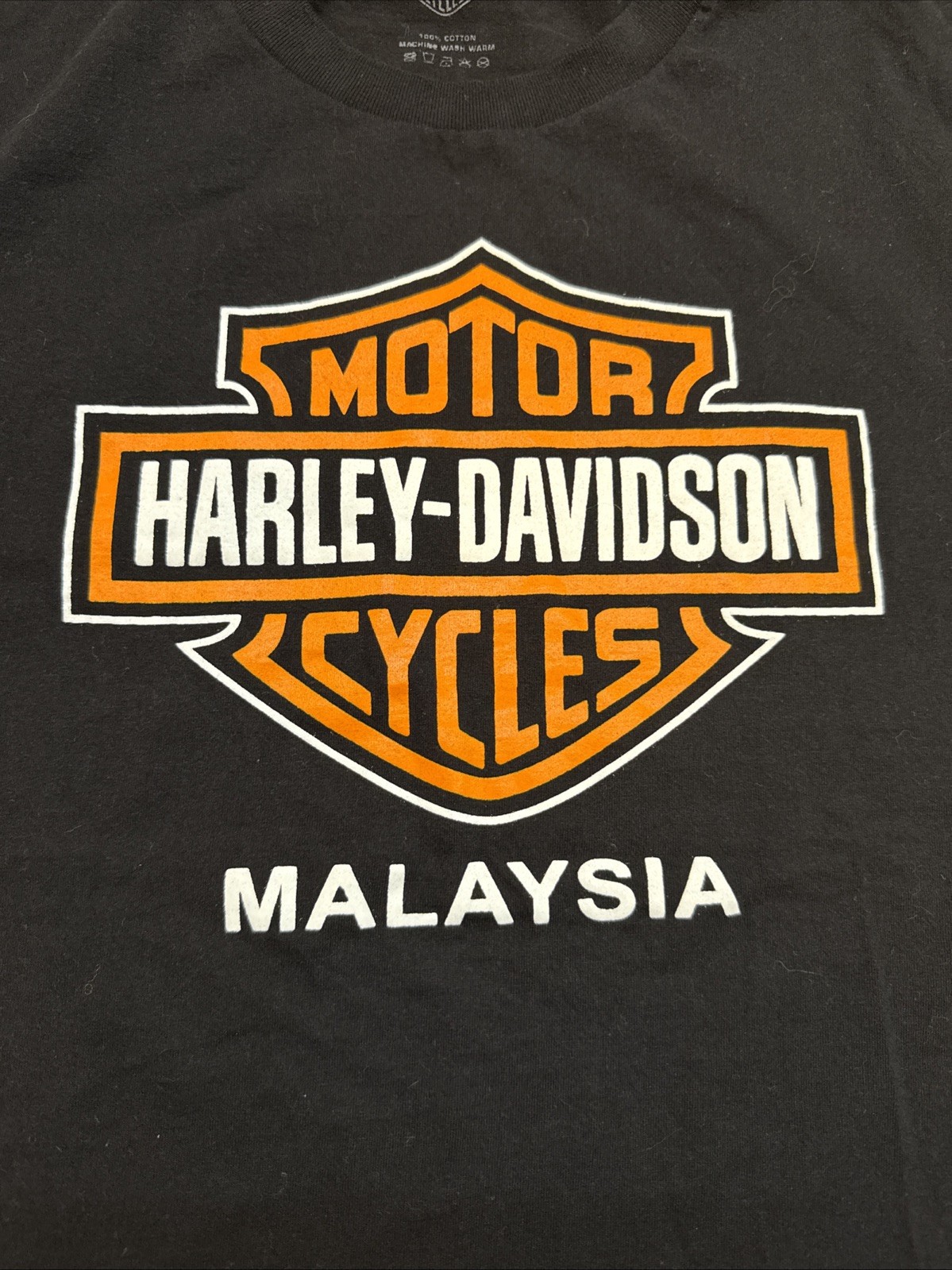 Vintage Harley Davidson Malaysia T-Shirt Black Viking Design Size Large