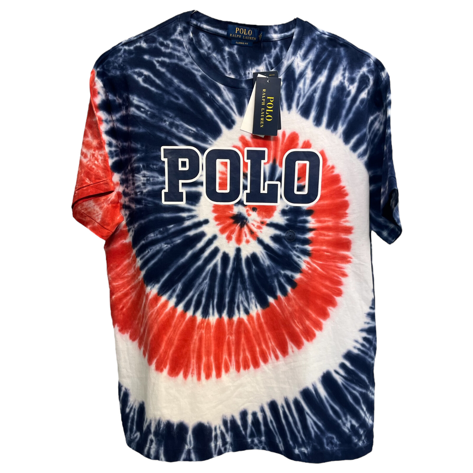 Polo Ralph Lauren Short Sleeve Tee Red White Blue Tie Dye Cotton T-Shirt $69