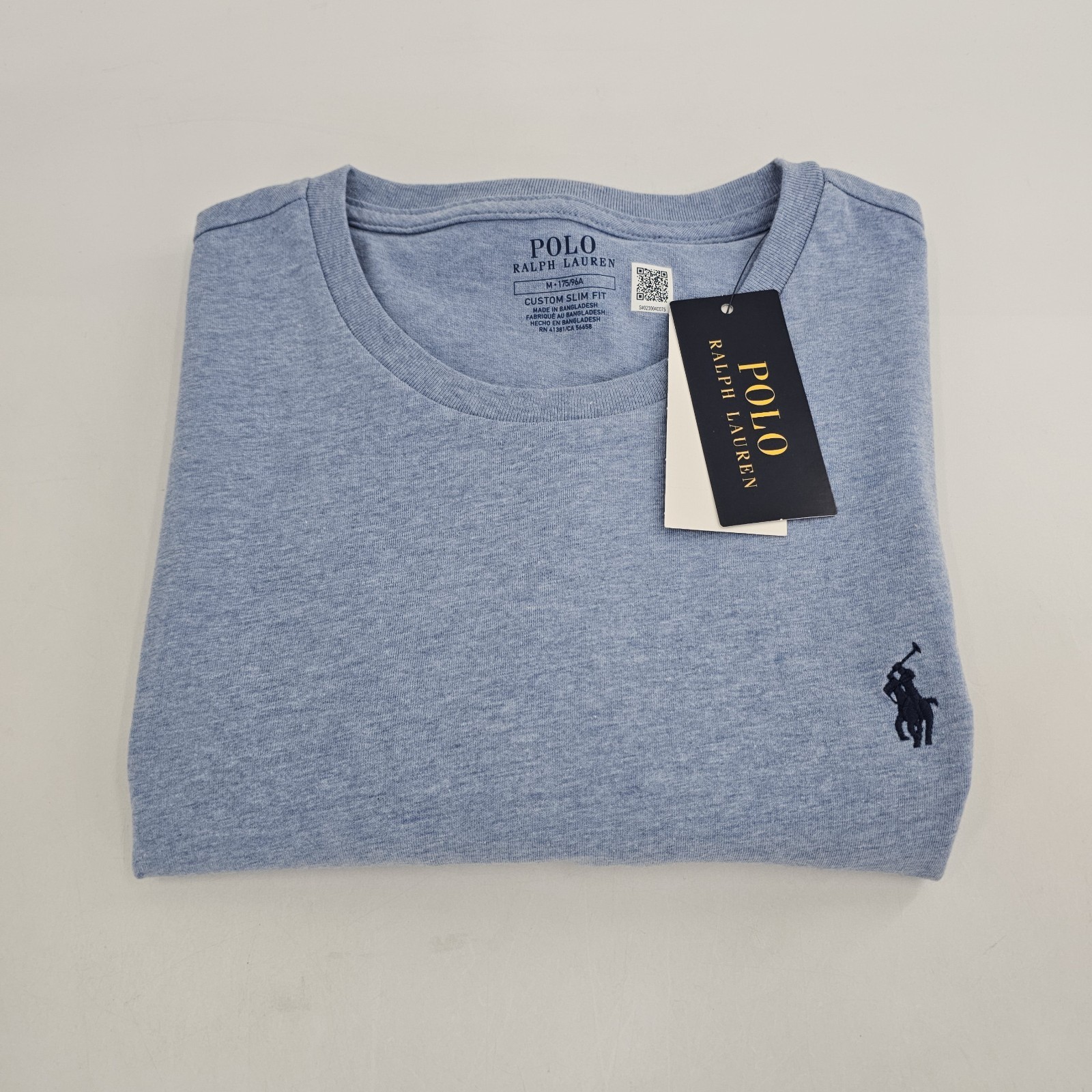 Polo Ralph Lauren Custom Slim Fit T-shirt Pony Logo Mens MEDIUM M Blue HTR NEW