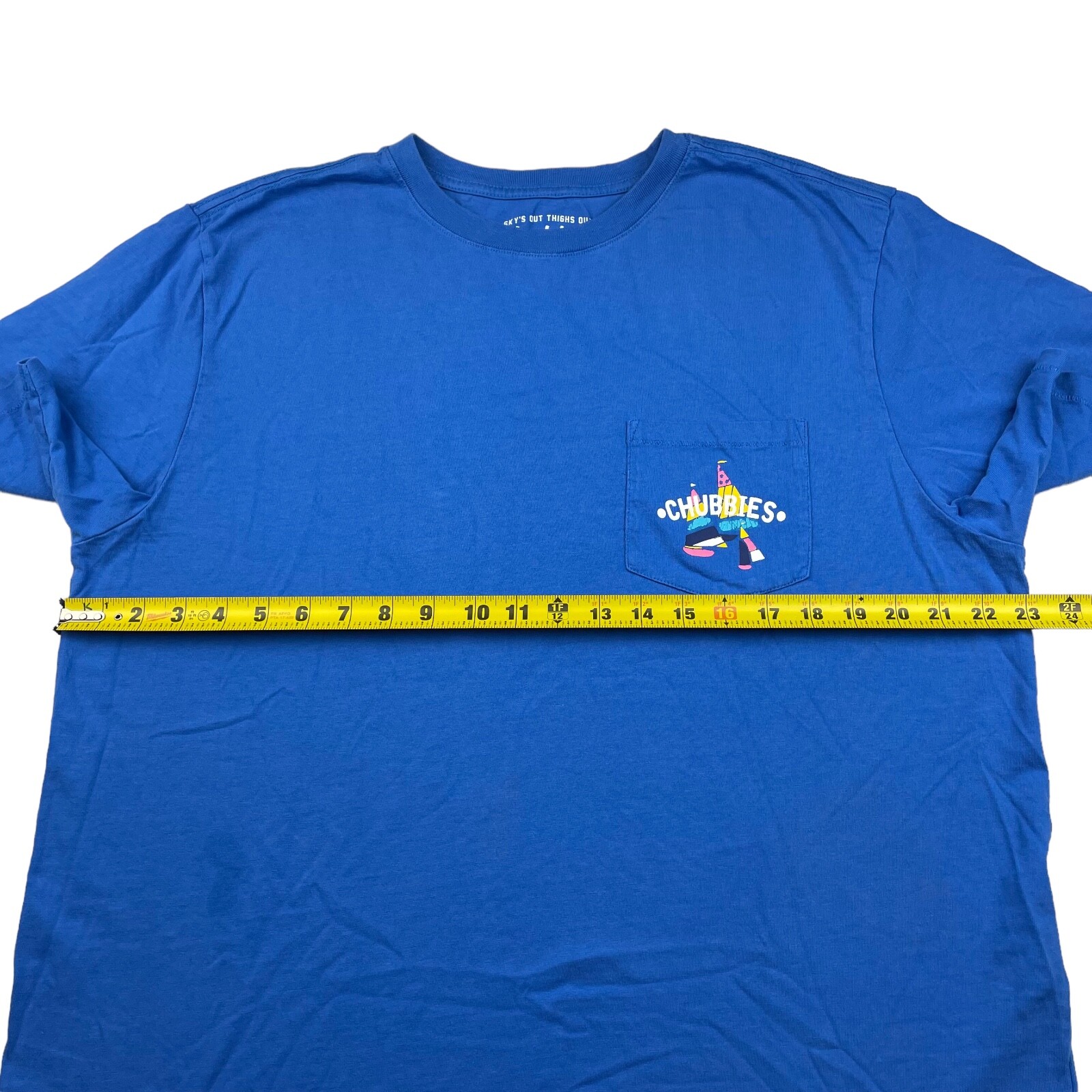 Chubbies Men’s “Seas The Weekend” 100% Cotton S/S Pocket T-Shirt Blue • XL