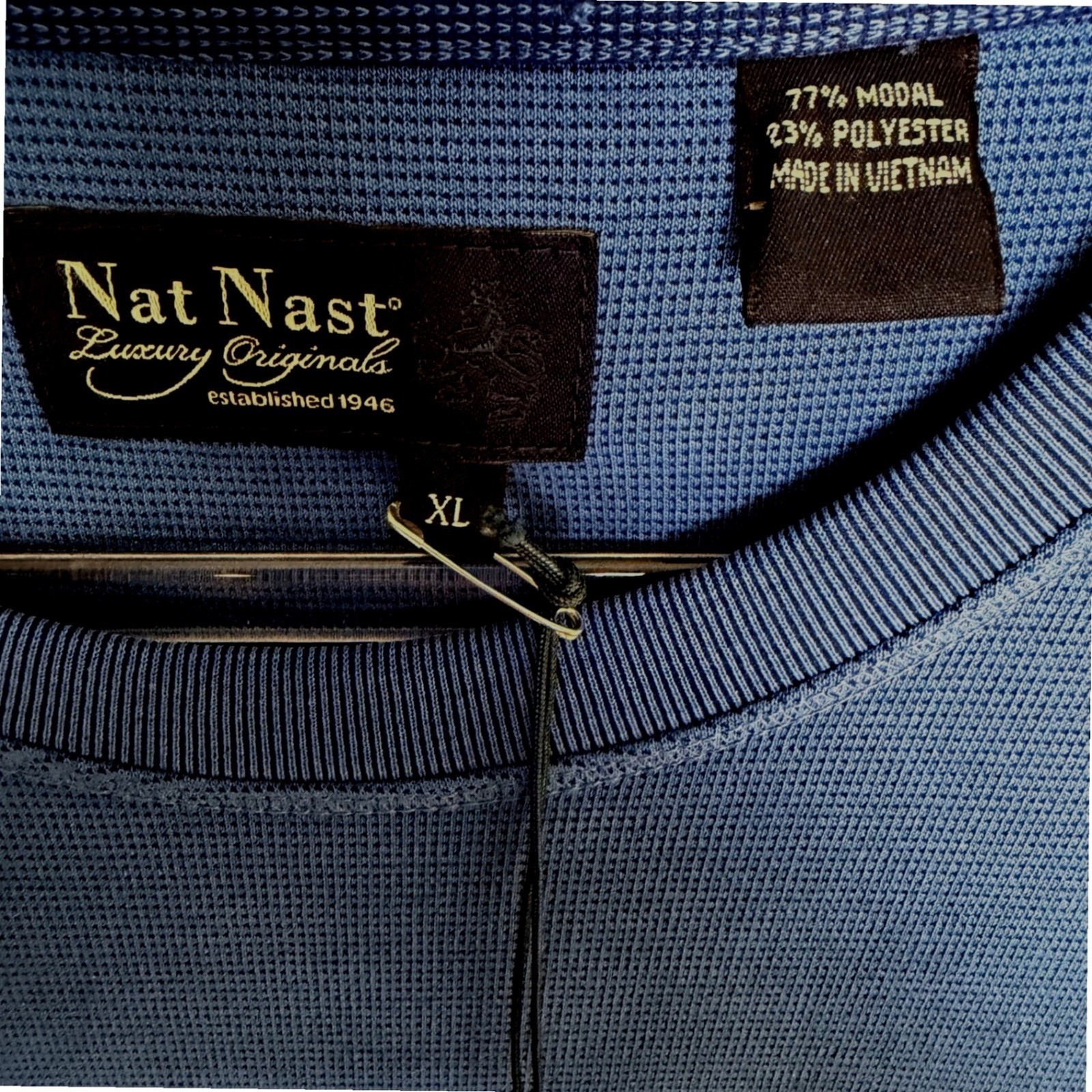 Nat Nast NWT Mens XL Blue Luxury Originals Modal Blend Textured Short Sleeve