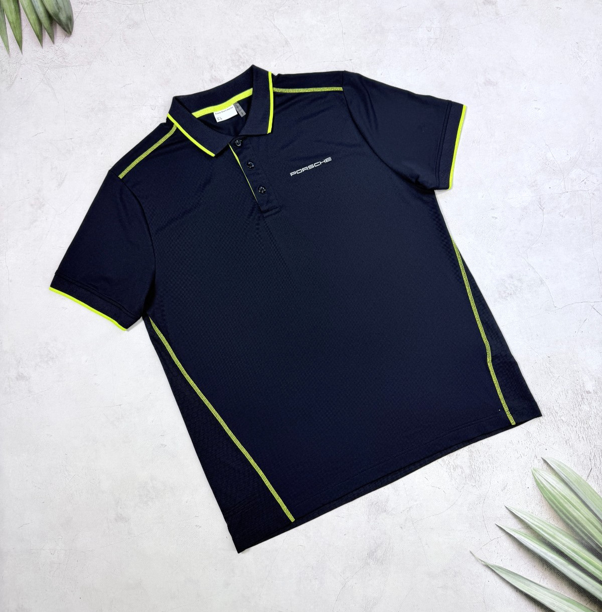 Porsche Polo T-Shirt Drivers Selection Blue & Acid Green Details – EU L / US M