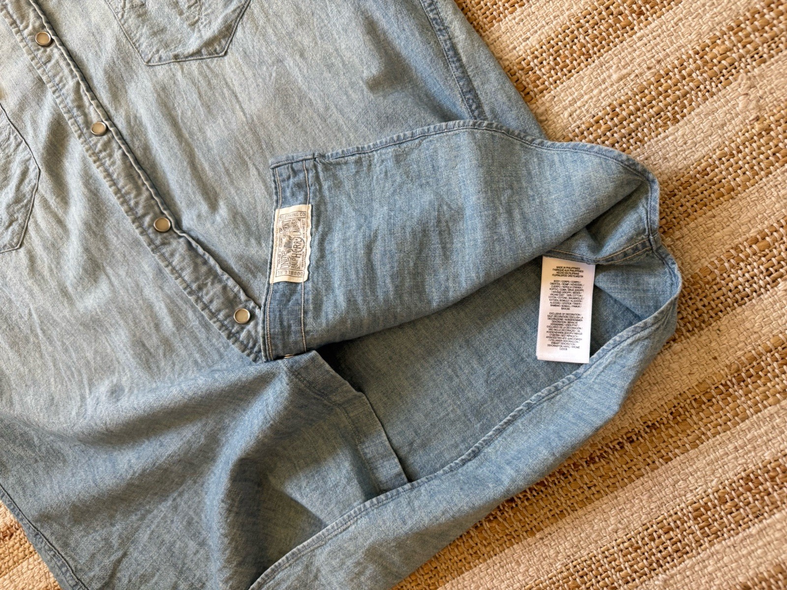 Double RL RRL Polo Ralph Lauren Western Chambray Snap Shirt Large