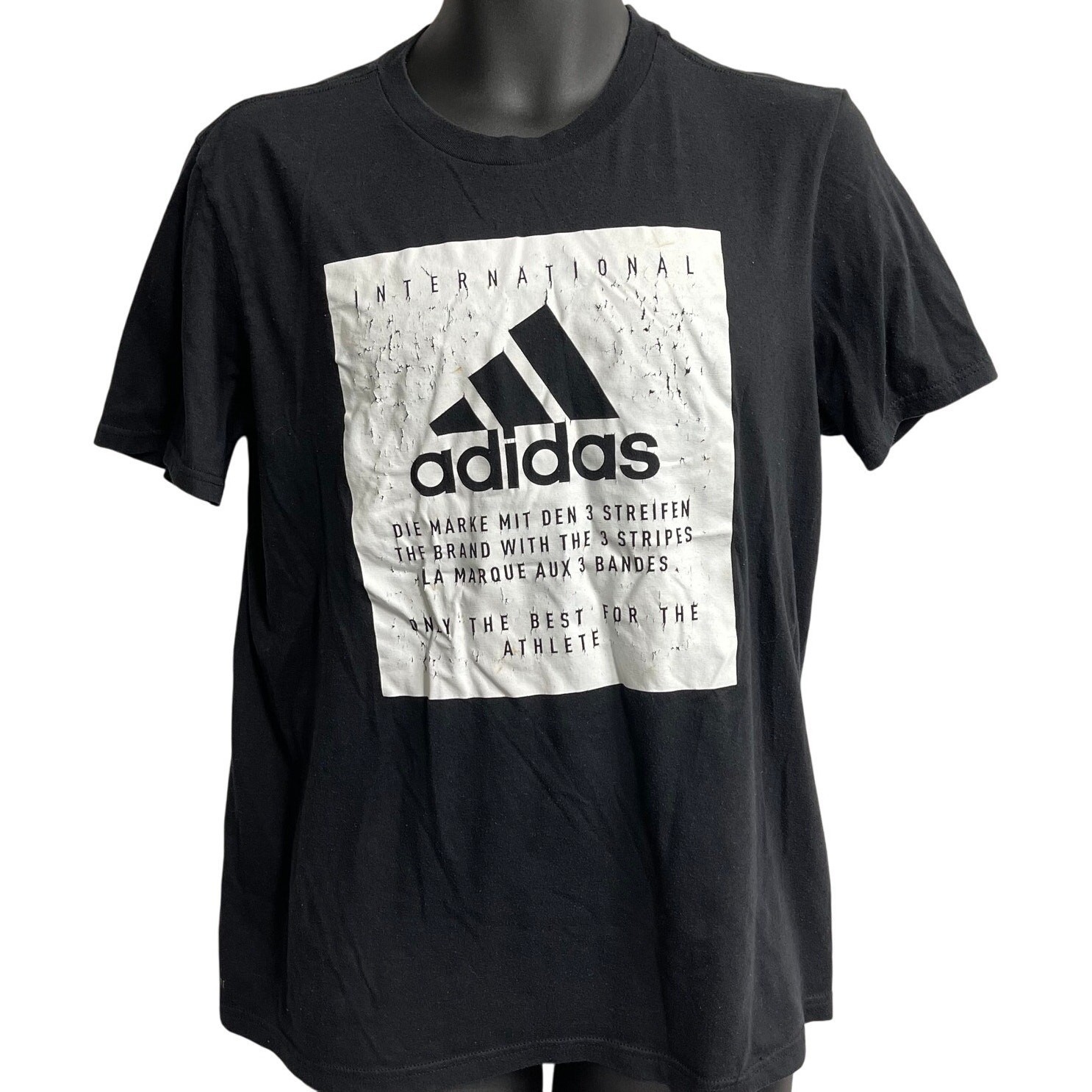 Adidas Tee Shirt Mens Size M Black The Go-To Performance Tee Graphic STAINS