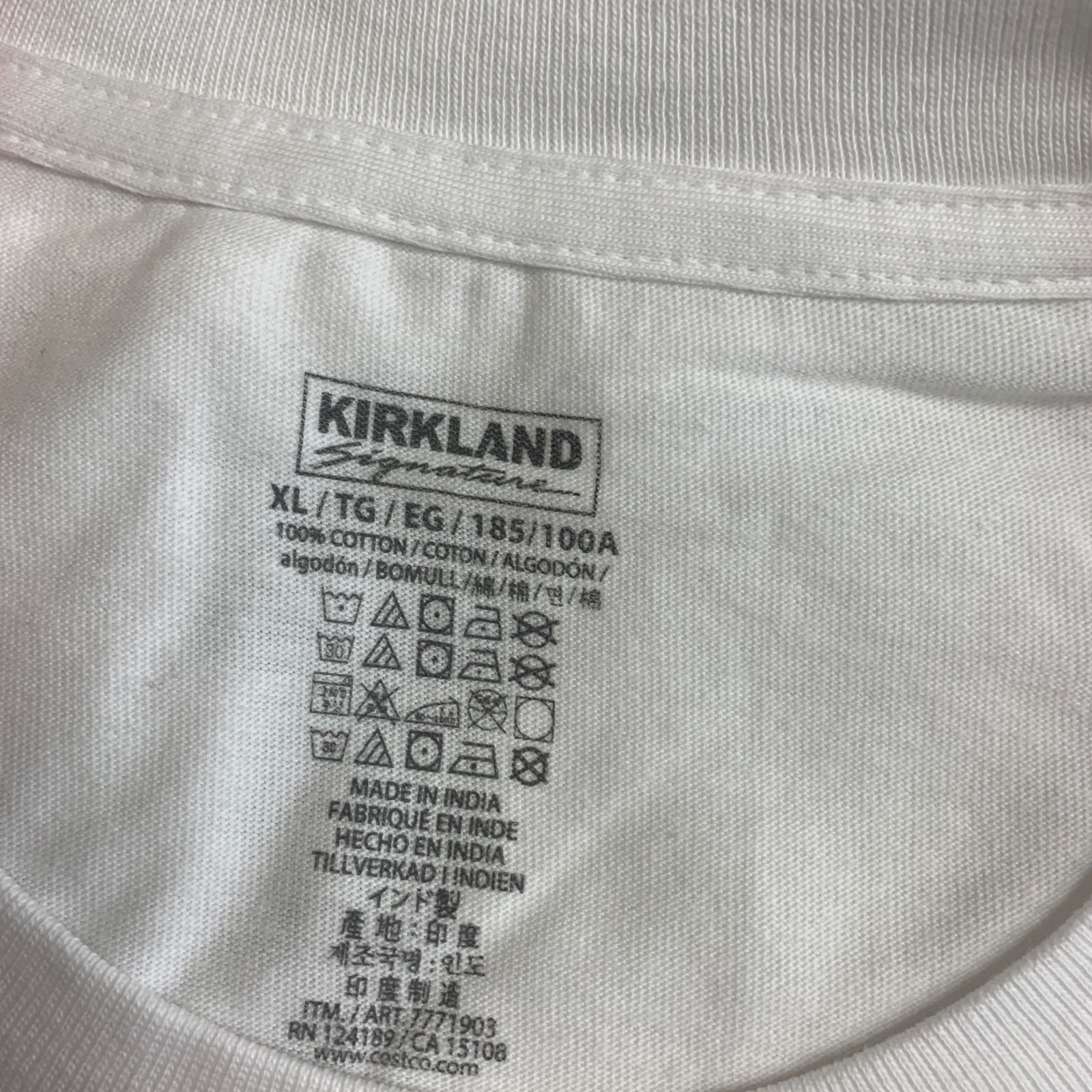 Kirkland Signature Men’s XL White Crewneck T-Shirts 3-Pack 100% Cotton H2034