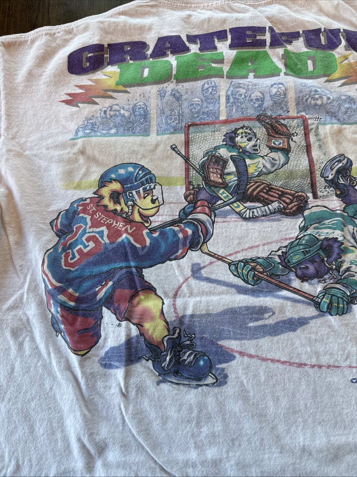 Vintage Grateful Dead Liquid Blue Hockey Tie Dye T Shirt 1994 XXL. 2XL Faceoff