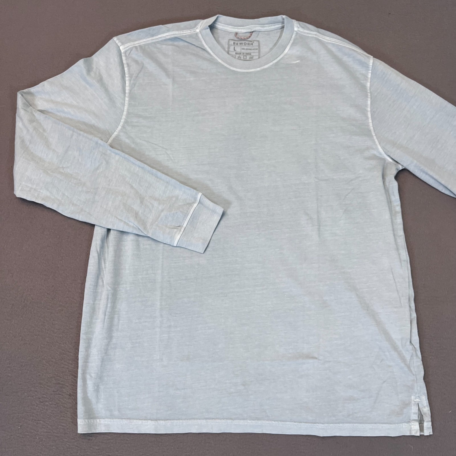 Reworn Long Sleeve Everyday T Shirt Men’s Lg Chambray 100% Cotton Outdoor NWOT