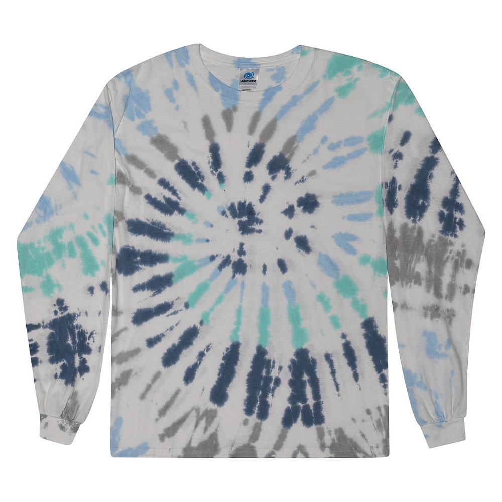Long Sleeve Tie Dye T-Shirts Multicolor Adults & Kids Size Cotton Colortone