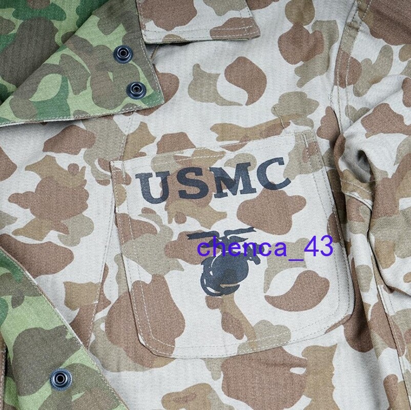 WWII US Army Solider USMC Pacific Camo Jacket Cotton Reversible Coat Casual Tops