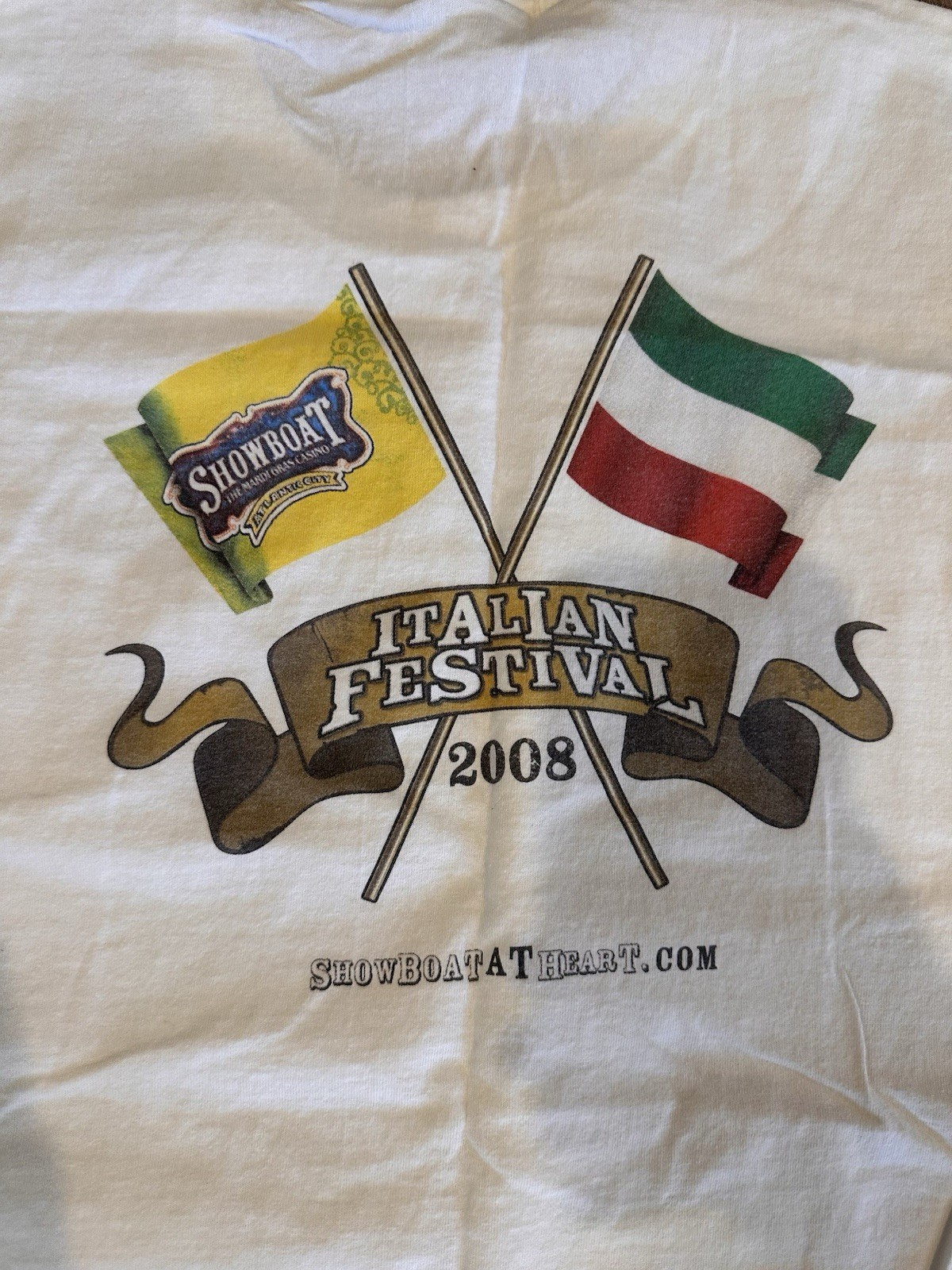 Showboat XL White Italian Festival Casino Graphic T-Shirt 00s