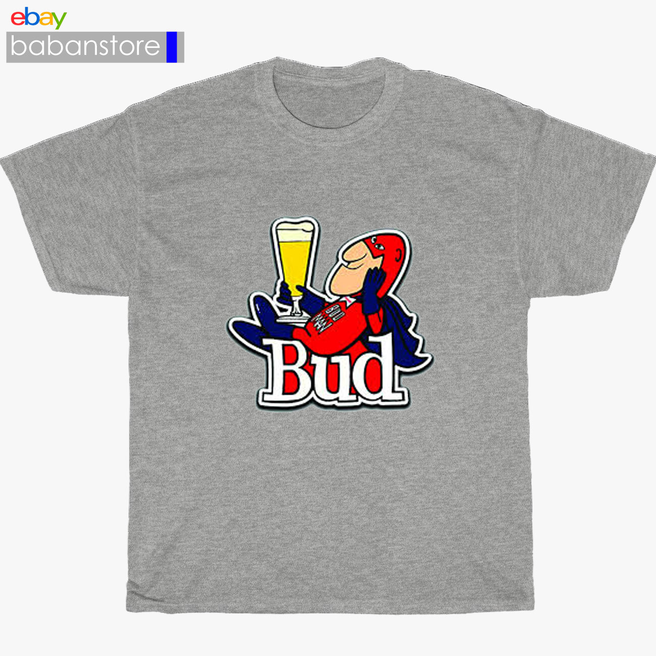 New BudMan Cartoons Bud Man Beer Black/White/Grey/Navy T-Shirt Size S-5XL
