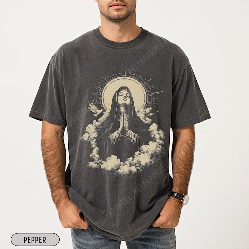 Virgin Mary Prayer Shirt � Vintage Holy Graphic Tee, Religious Streetwear