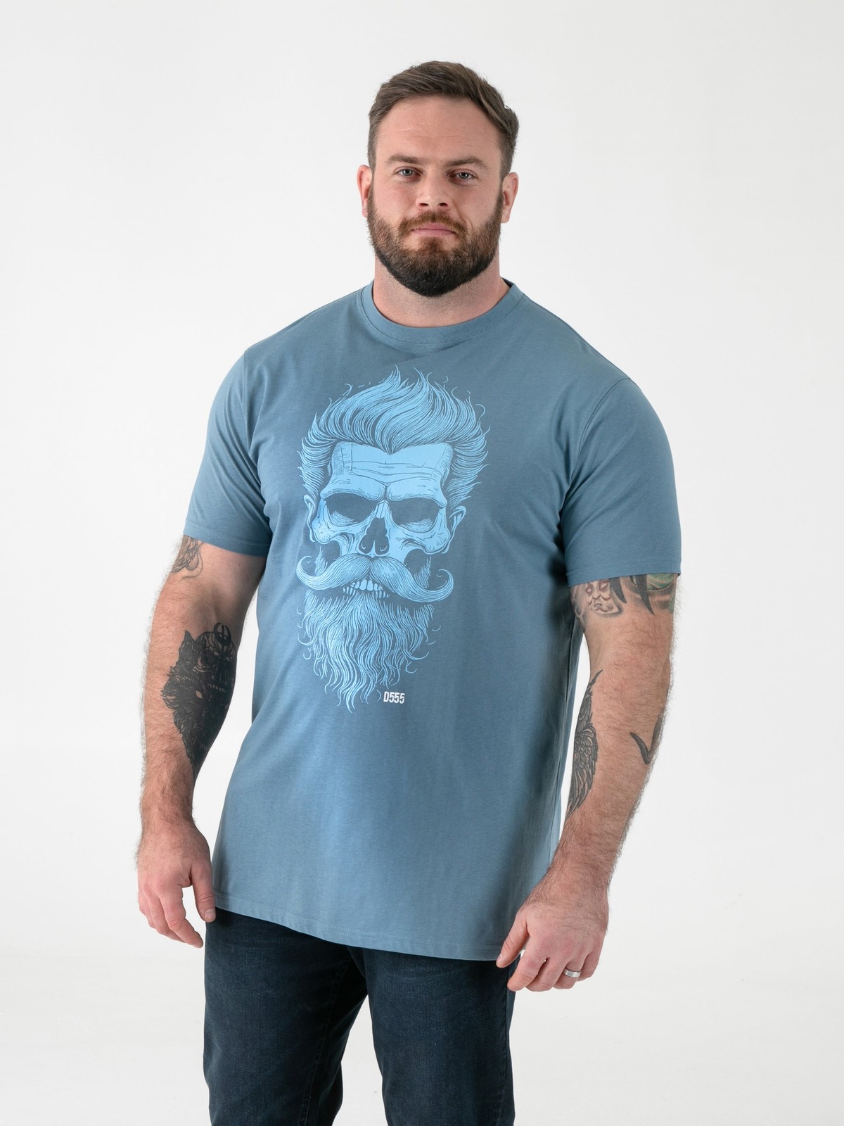D555 Miller Men’s Bearded Skull Print Everyday Short Sleeve T-shirt