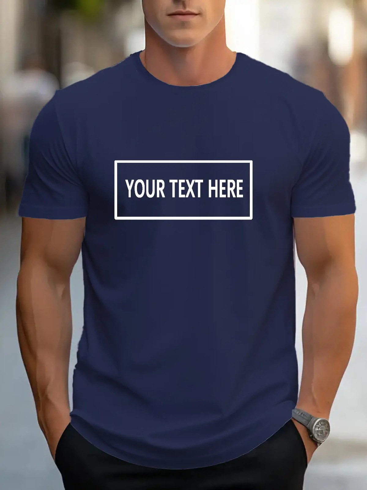 Customizable Mens Short Sleeve Round Neck T-Shirt Summer Casual Sportswear Gift♪