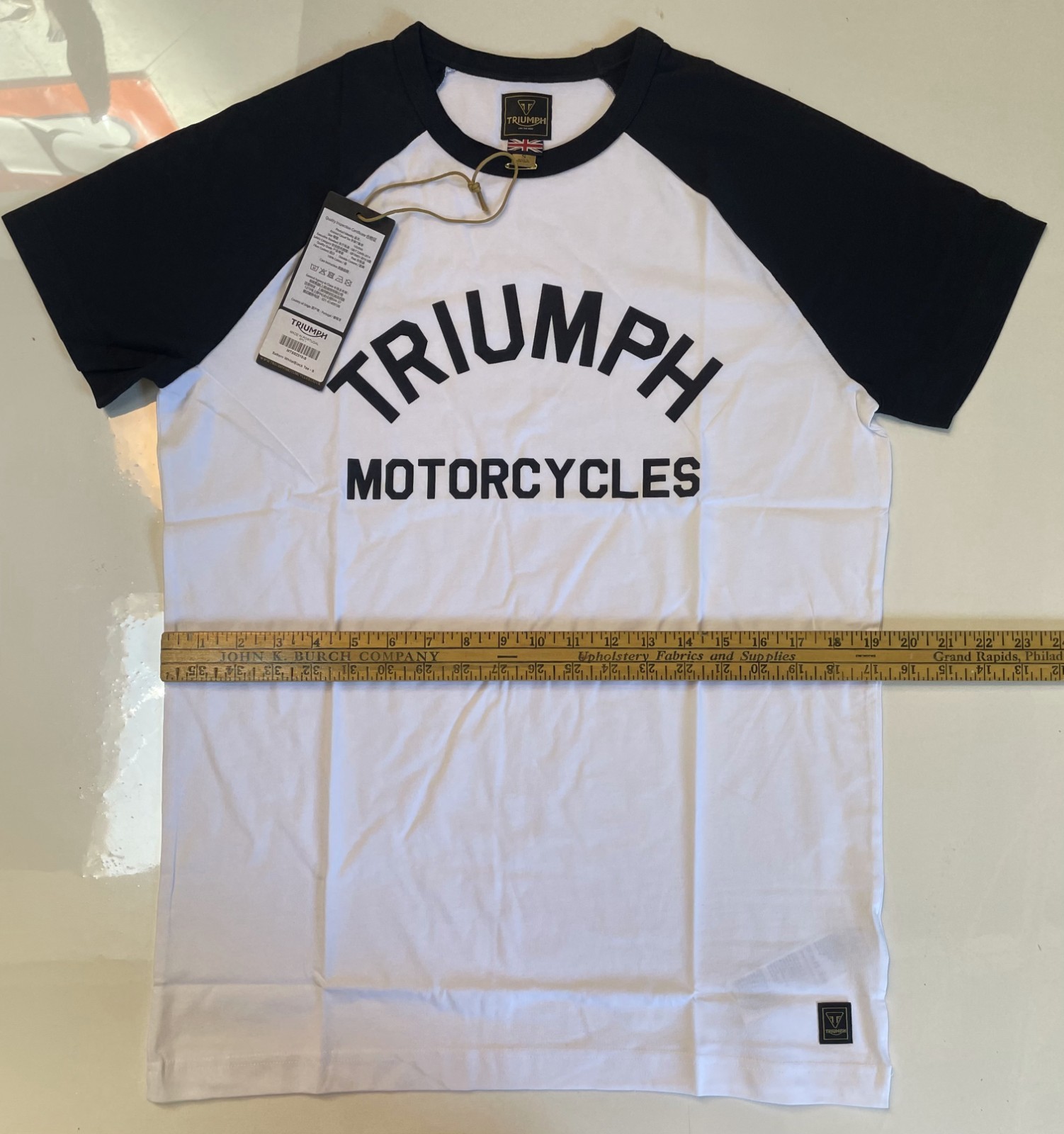 Triumph Motorcycles Saltern T Shirt Mens Small White Black Cotton Crew Neck