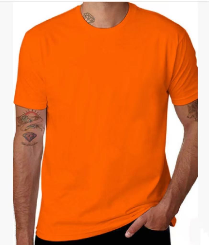 Solid color crew neck casual T-shirt-100% cotton, unisex.