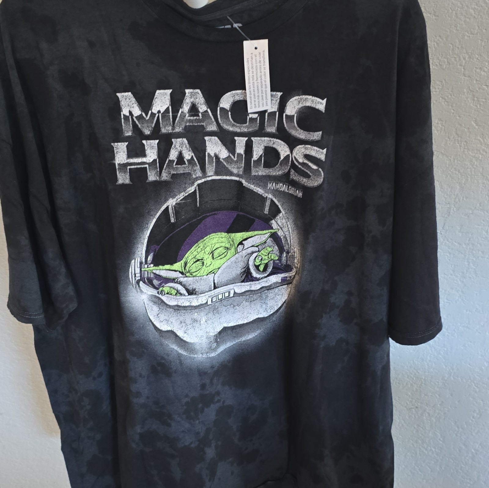 Mad Engine Star Wars Mandalorian Grogu Magic Hands Tie-Dye Black Tee 2XL