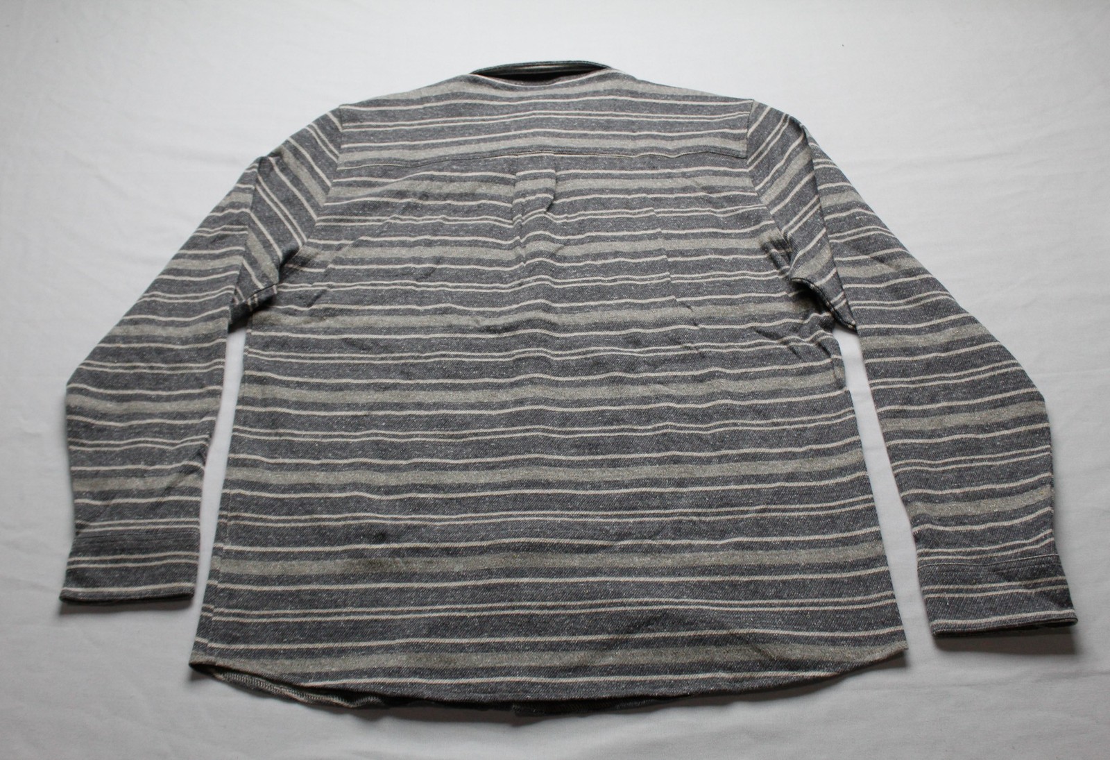 Marine Layer Men’s Pacifica Stretch Twill Shirt AP2 Navy/Grey Stripe Size: XL