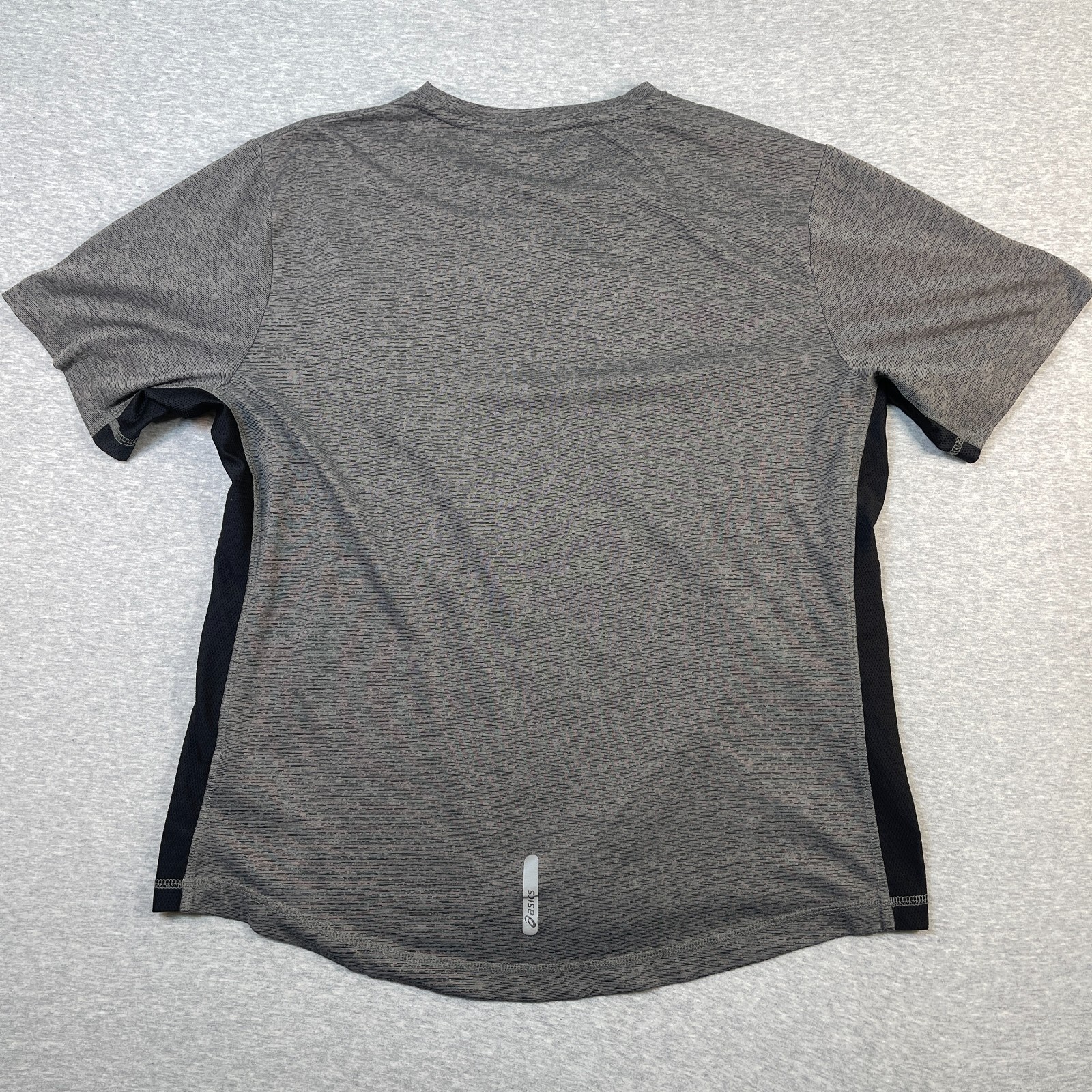 Asics Running Shirt Mens Large L Grey Heather Performance Crew Neck Mesh Panels