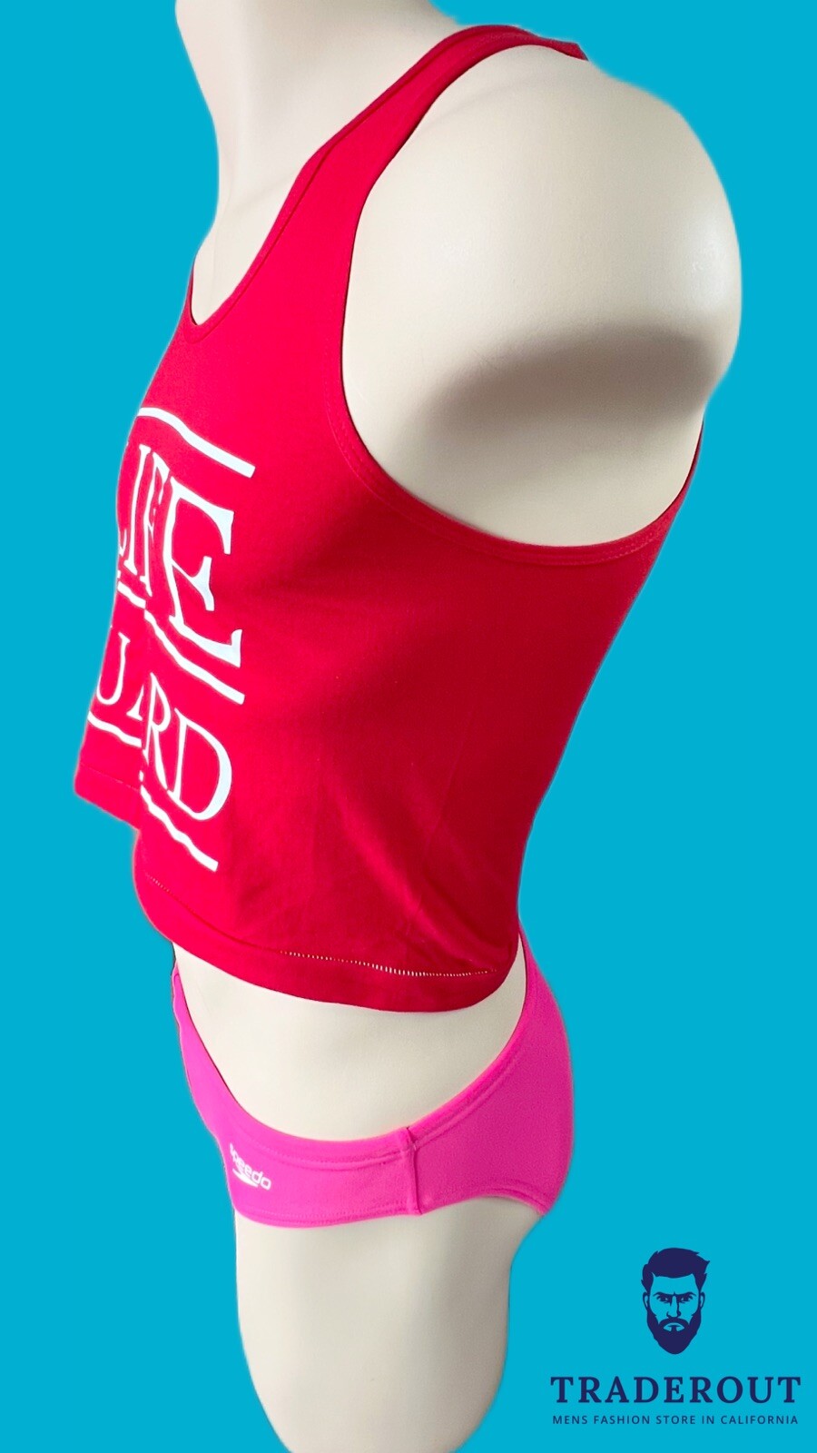 H.E.Arts Male LIFEGUARD custom print men red cotton Crop tank top