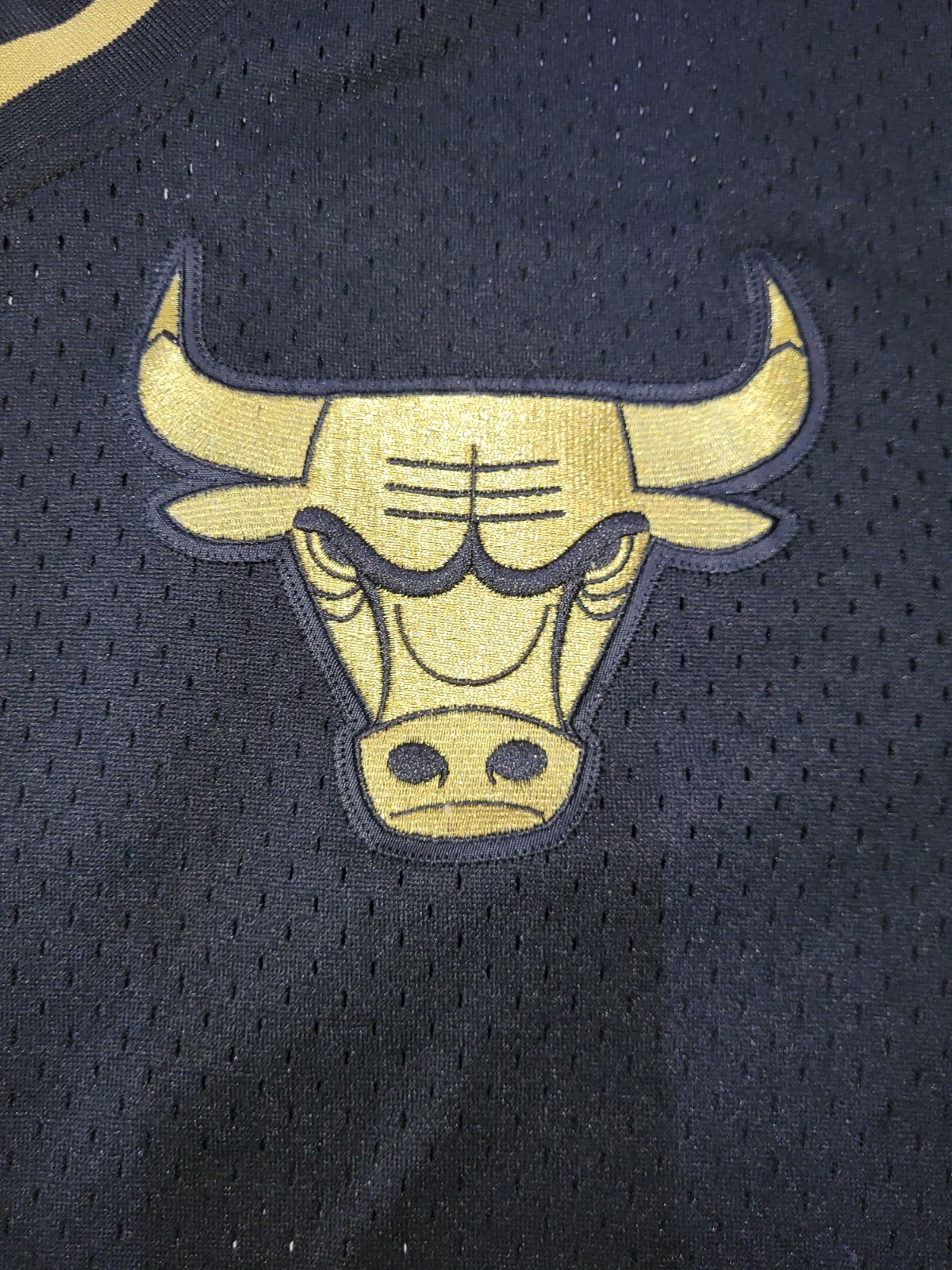 Mitchell & Ness Chicago Bulls Jersey Shirt Mens Medium 40 Black Gold NBA