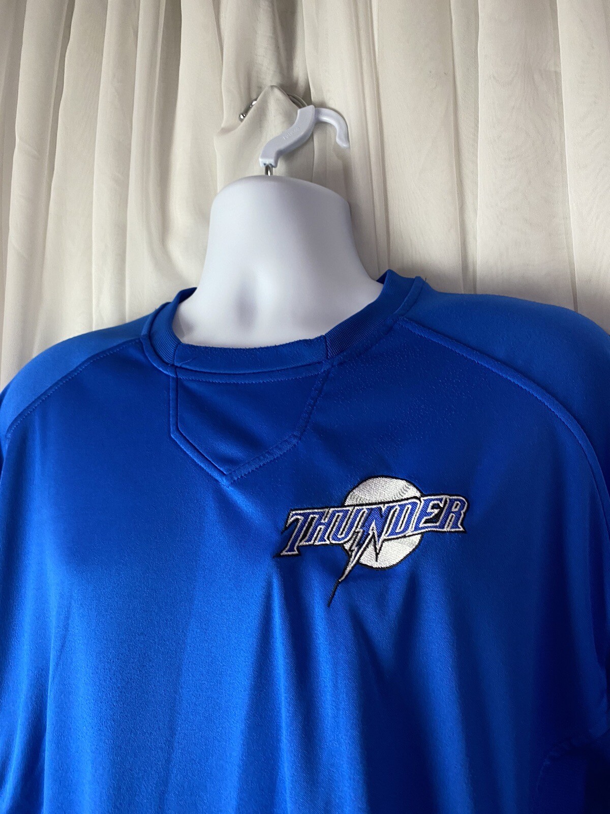 Rawlings Thunder Mens Size XL Baseball Warmup Shirt Thick Blue Long Sleeve