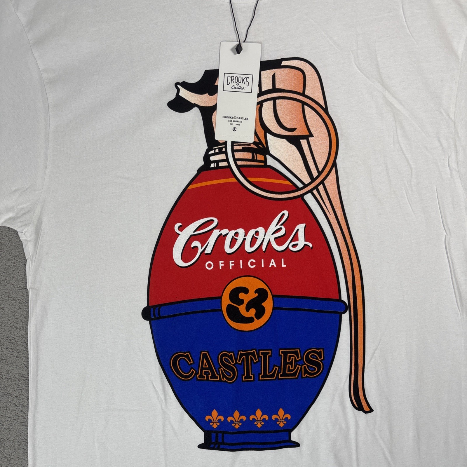 NWT Crooks And Castles War Halls Grenade Tee Men’s Size XL T Shirt Hip Hop Skate