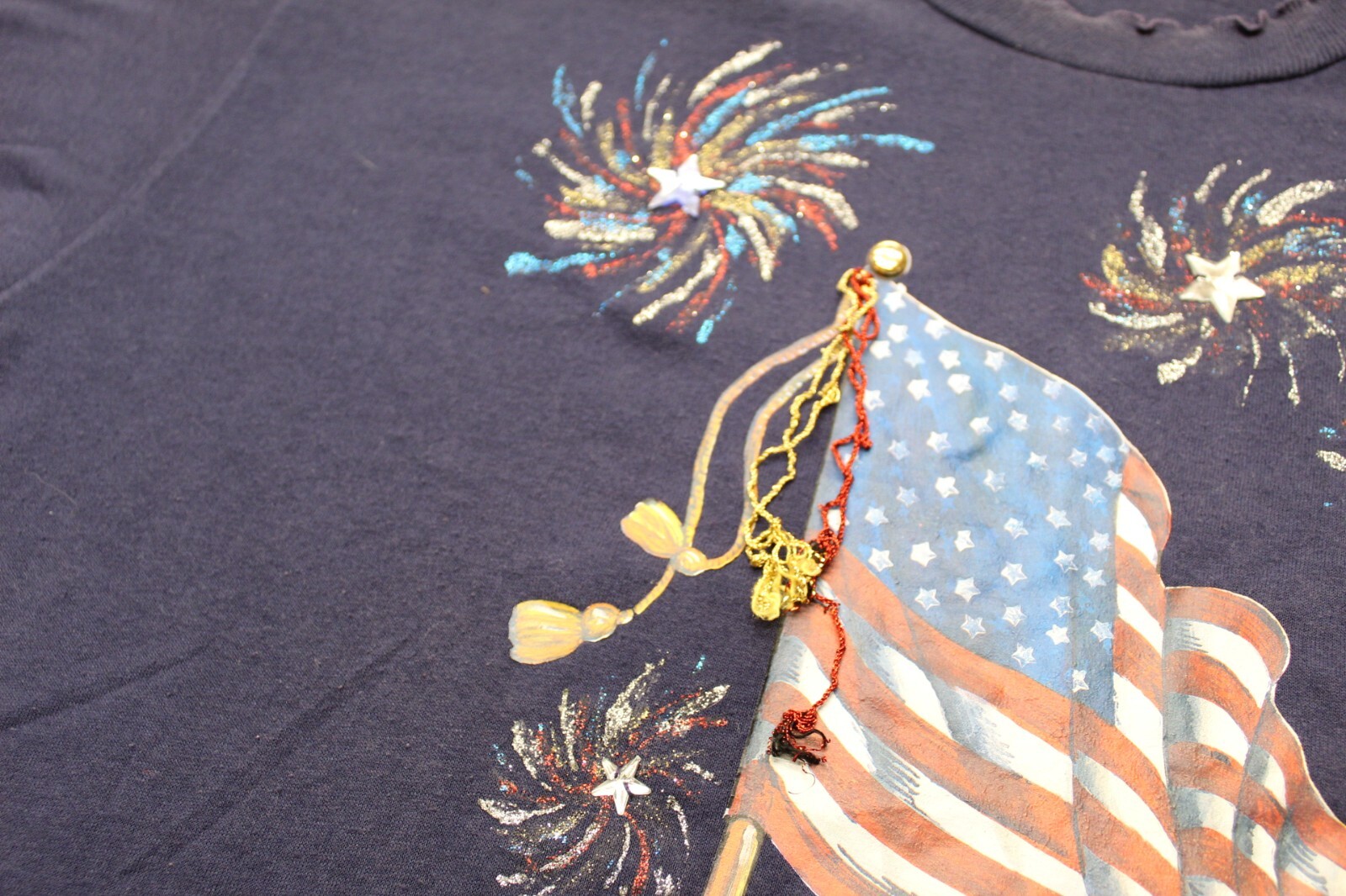 Vintage Jerzees Home Made Single Stitch Flag Fourth Of July T Shirt Men’s XL