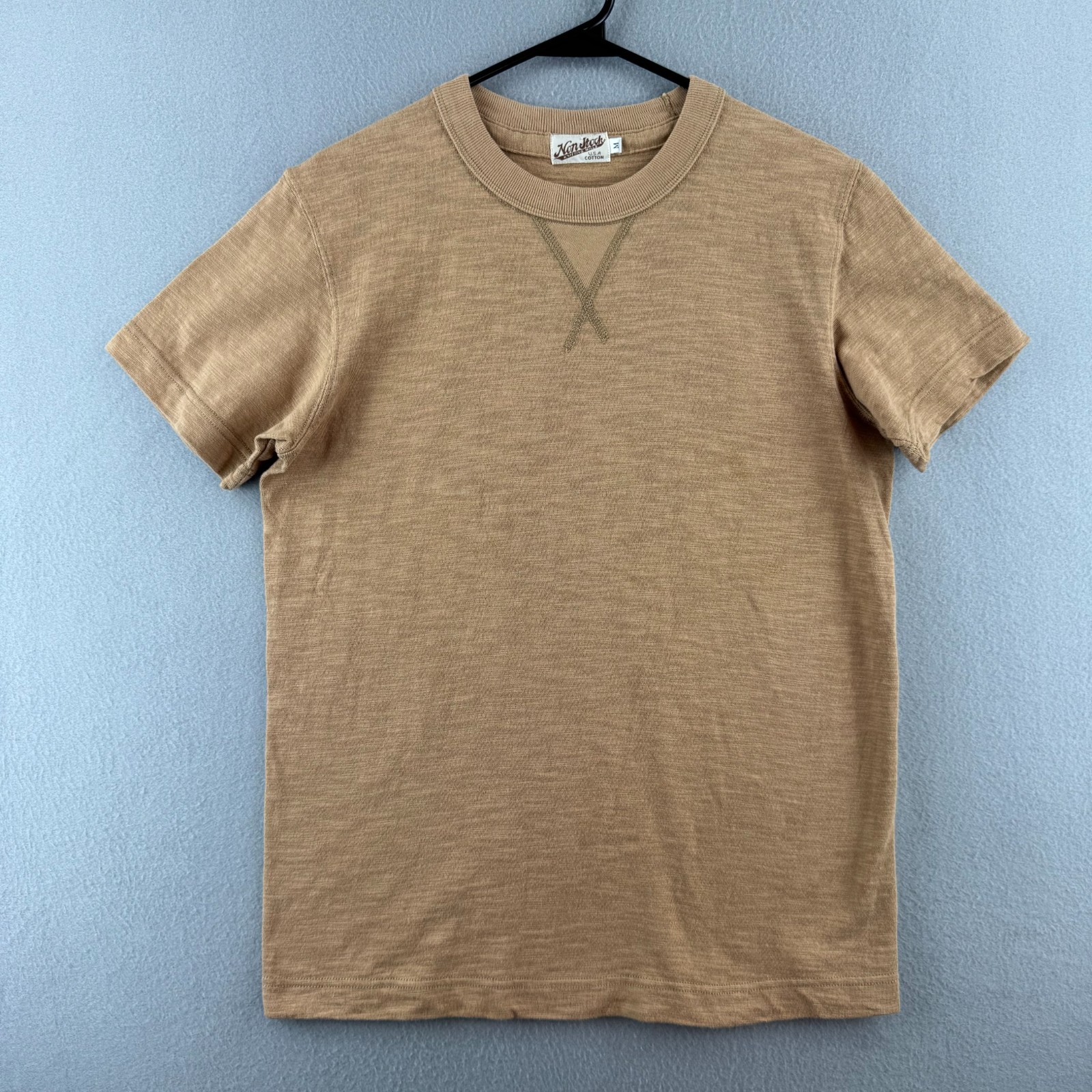 Non Stock Knitting Mills T Shirt Mens Medium Tan Knit Cotton Crewneck Retro