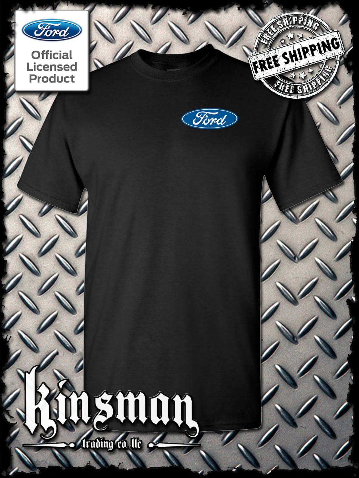 Ford Classic Blue Logo Crest T-Shirt – F150 Mustang – Official Licensed Product