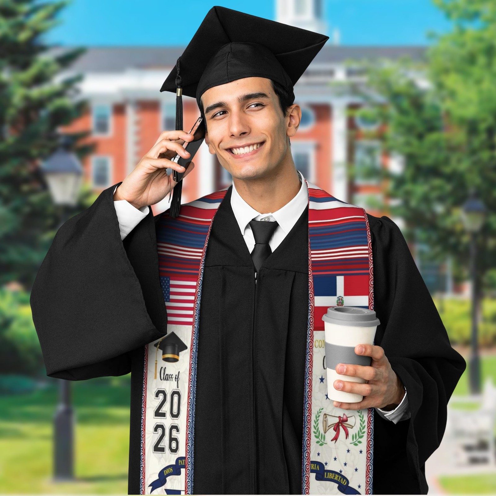 Dominican Republic Graduation Sash, Dominican Republic American Flag Graduati…
