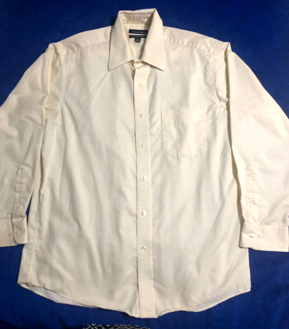 Men’s State Ment 100% Cotton Non Iron Long Sleeve Pale Yellow Shirt Size 13