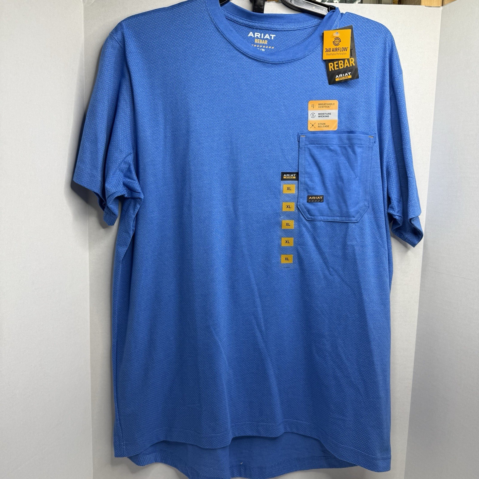 Ariat Rebar Workman 360 Airflow Pocket T Shirt Men’s XL Campanula Heather NWT