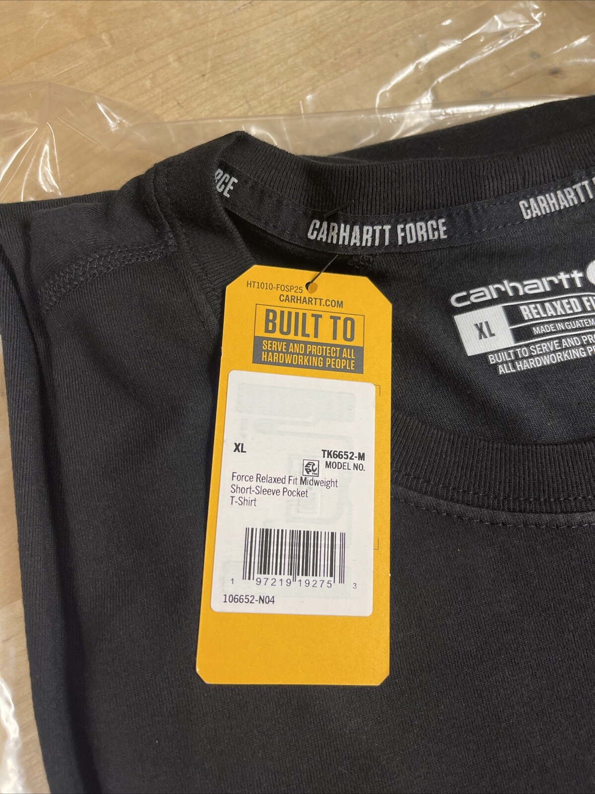 Carhartt Force Shirt Mens Size XL Black Relaxed Short Sleeve Pocket Tee New