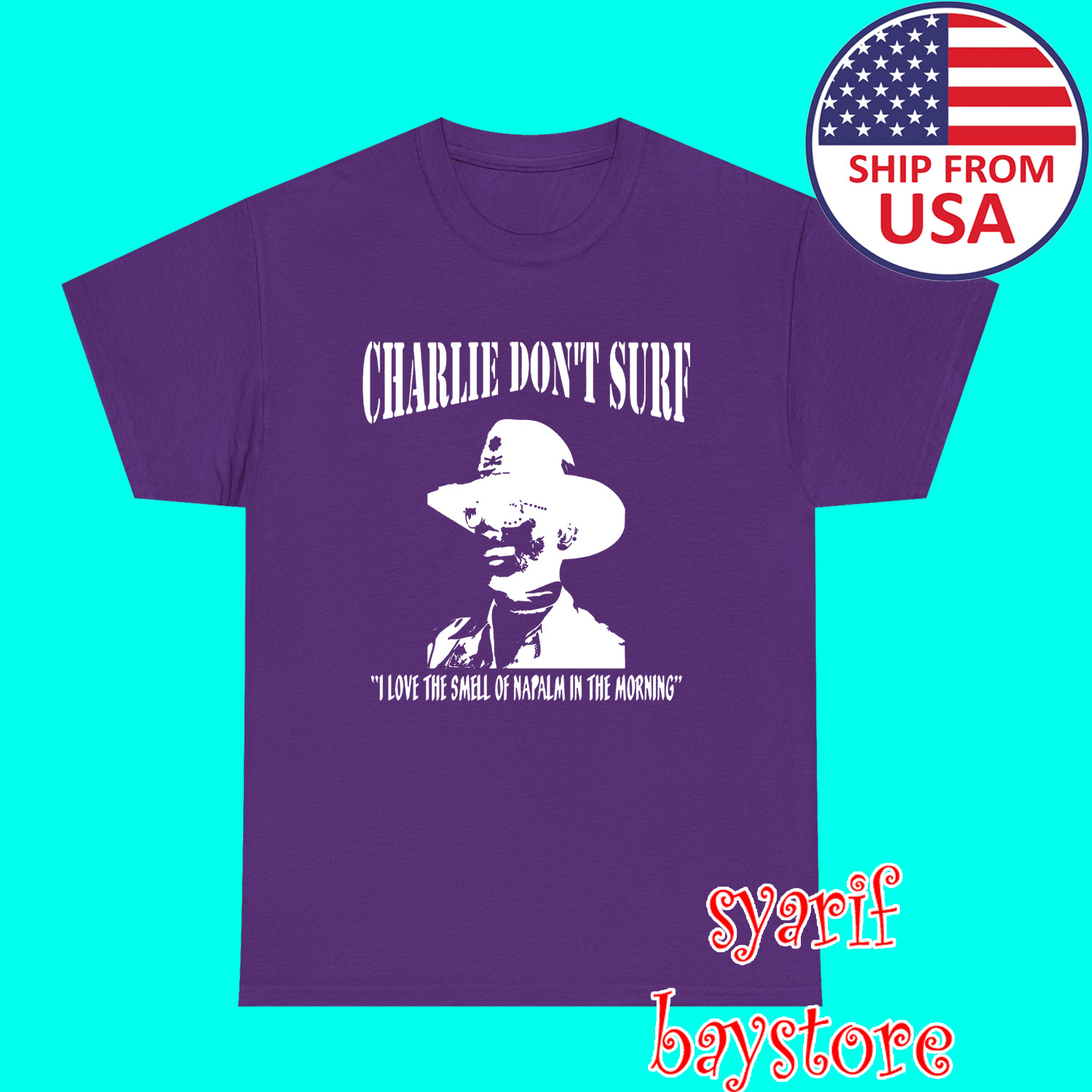 Apocalypse Now Charlie Don’t Surf Movie Men’s Orange Size S to 5XL