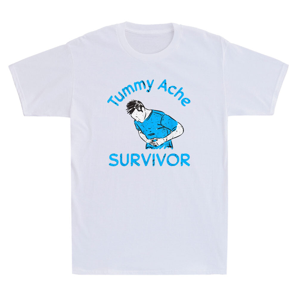 Tummy Ache Survivor Stomachache IBS Funny Quote Saying Vintage Men’s T-Shirt Tee