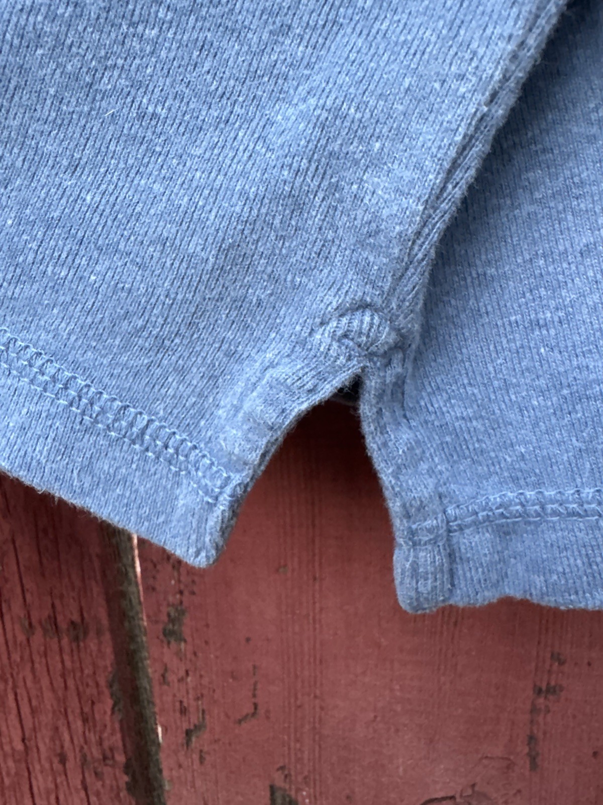 Vintage Basic Editions Blue Henley Shirt Grunge Boxy Preppy 100% Cotton Y2K 90s