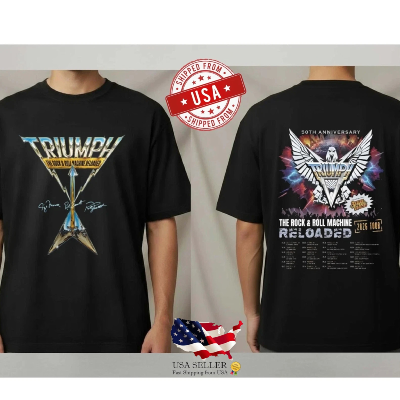 Triumph 50th Anniversary Tour 2026 Shirt Rock Band Double Sided Tee