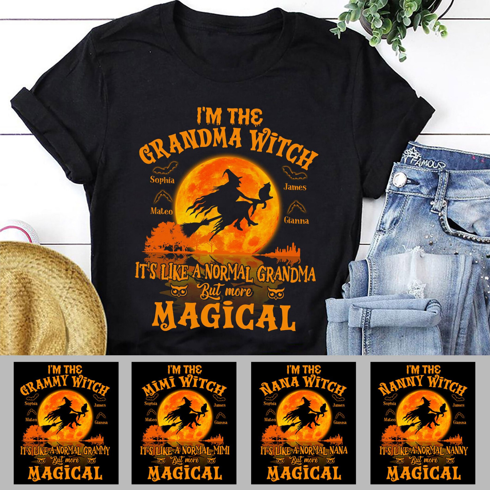 Halloween I’m The Grandma Witch Like A Normal Grandma Custom T-Shirt Gift