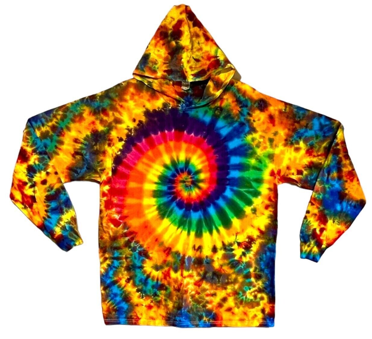 TIE DYE Hoodie Rainbow Pinwheel Spiral Blotter Long Sleeve Shirt S M L XL 2X 3X