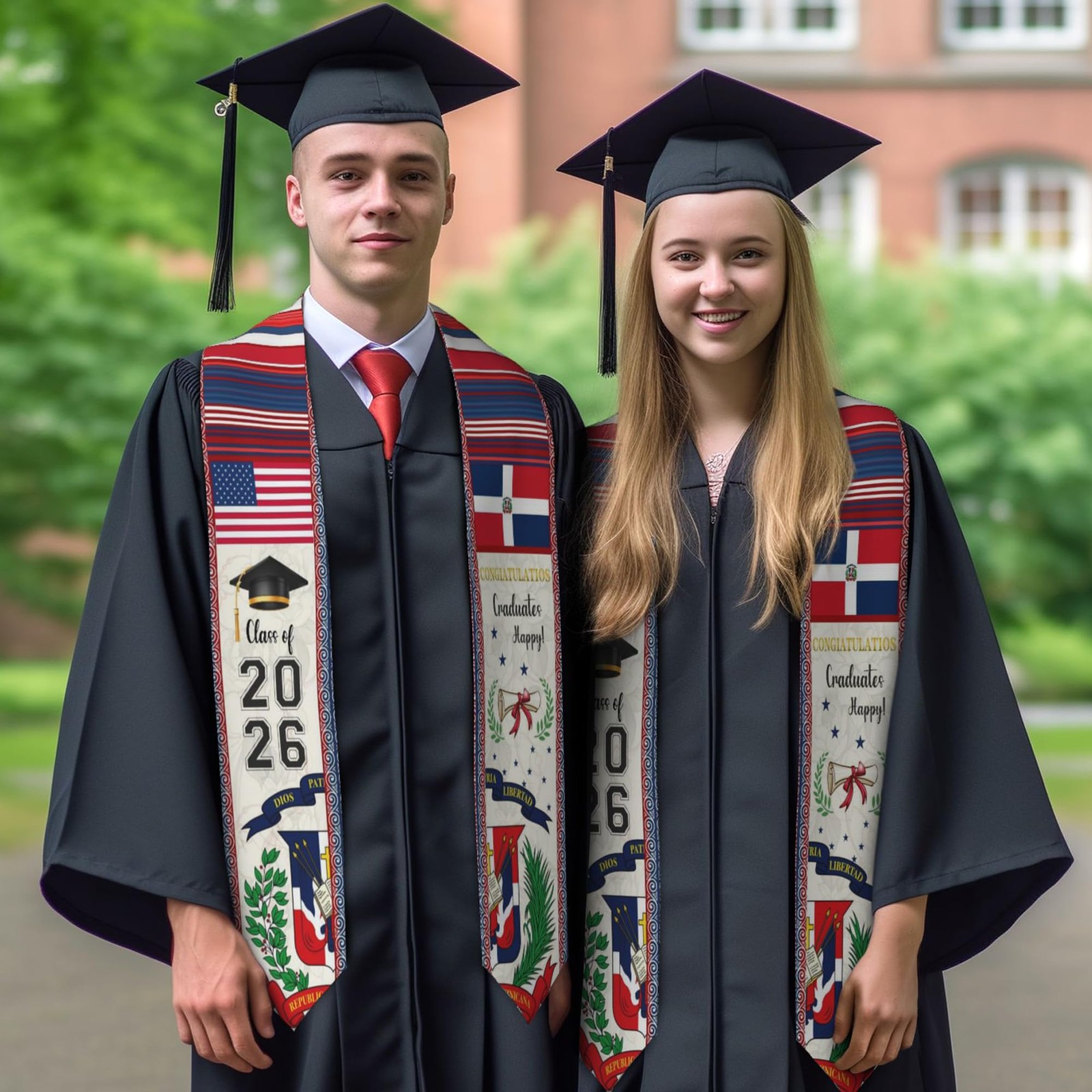 Dominican Republic Graduation Sash, Dominican Republic American Flag Graduati…