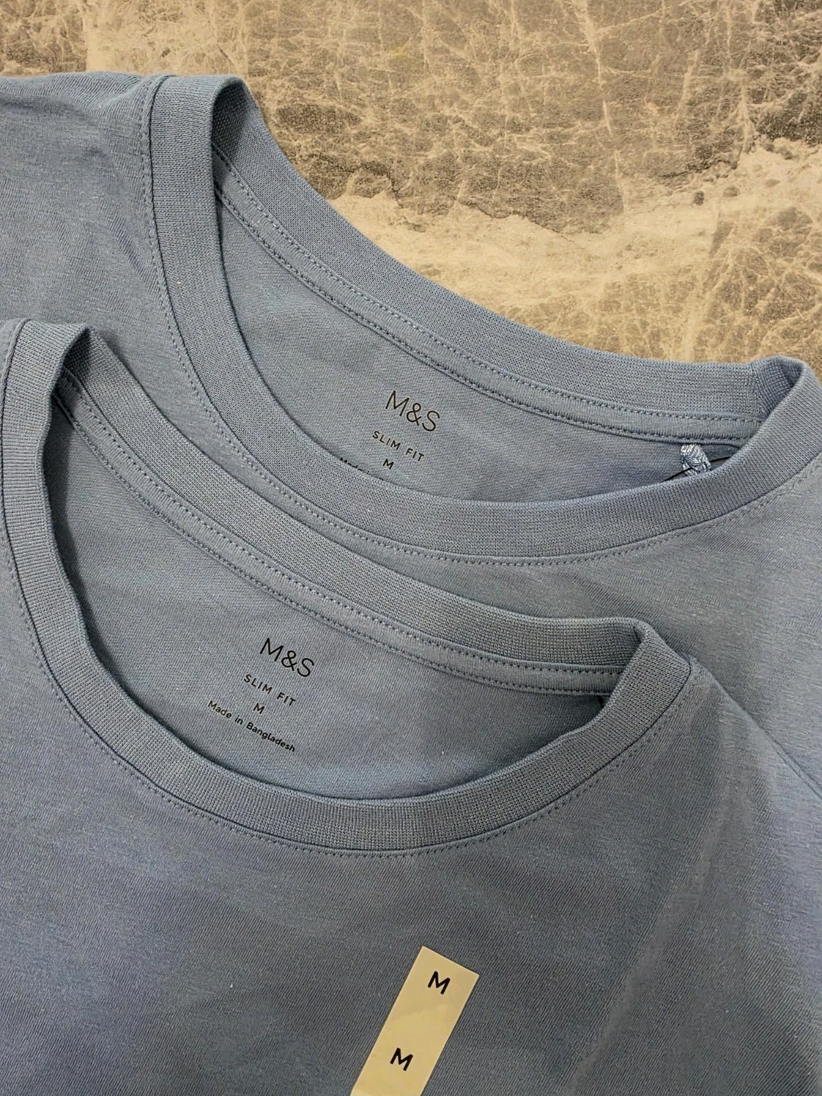 M&S Slim Fit Pure Cotton Crew Neck T-Shirt ~ REGULAR LENGTH ~ 2 PACK ~ Size M