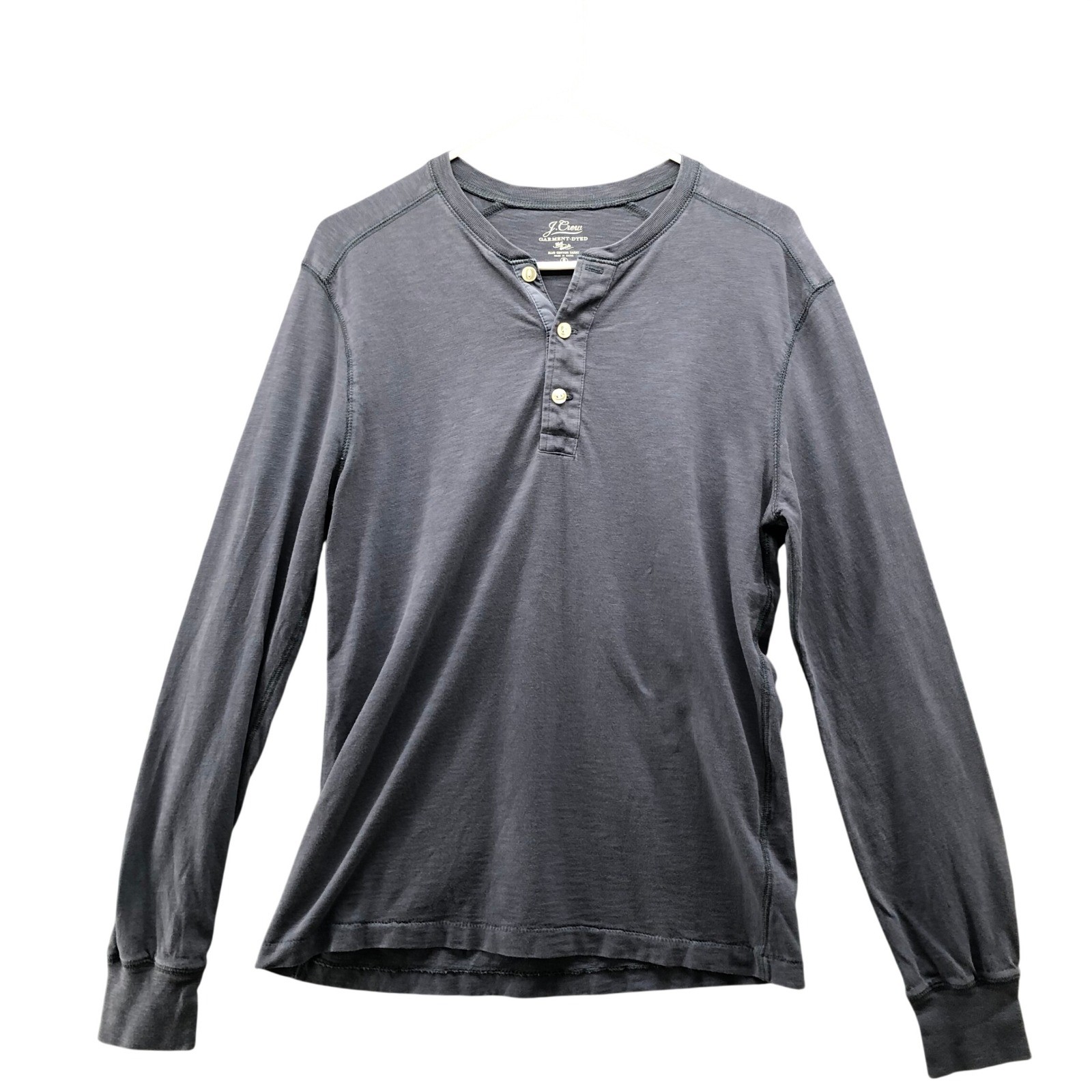 J.Crew Garment-Dyed Henley Mens Small Dusty Blue Long Sleeve T-Shirt Sunwash