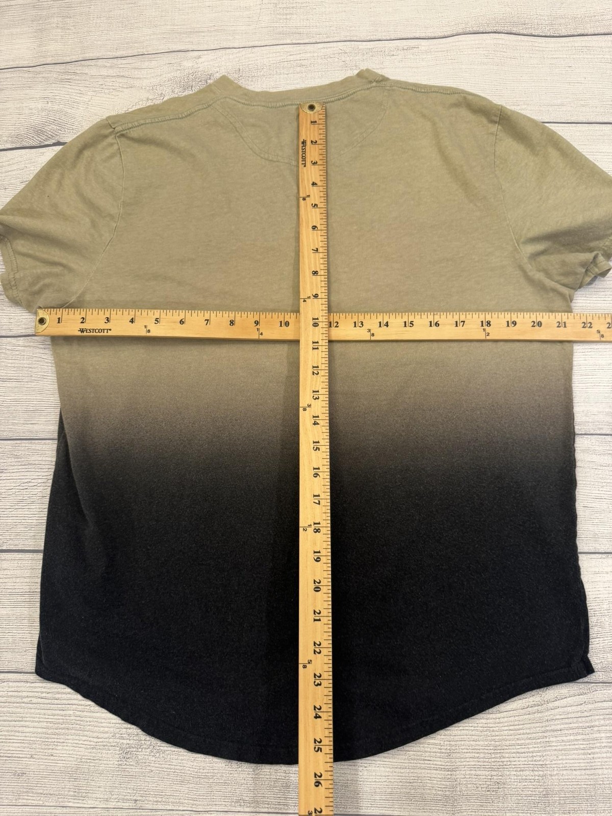 Hollister Shirt Mens XL Tan Black Curved Hem Ombre Gradient Tee Casual