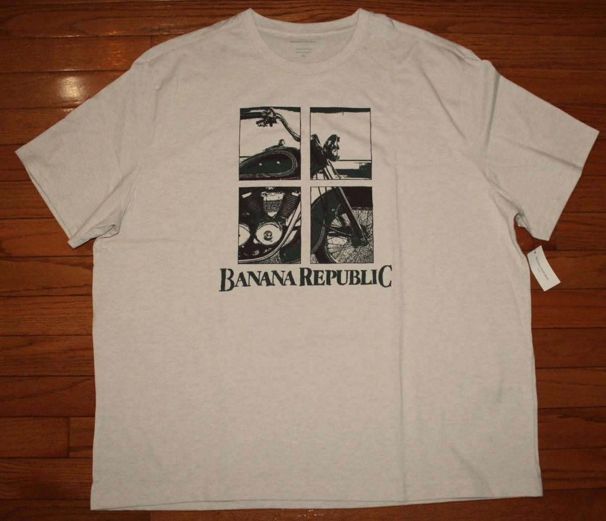 BANANA REPUBLIC Men MOTORCYCLE LOGO Graphic Tee PREMIUM WASH T-Shirt Size XL *1C